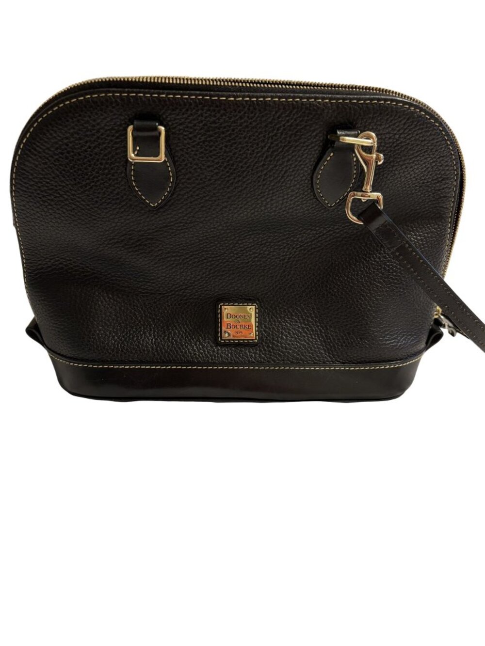 Dooney & Bourke Black Pebbled Leather Dome Crossbody Bag With Gold Hardware